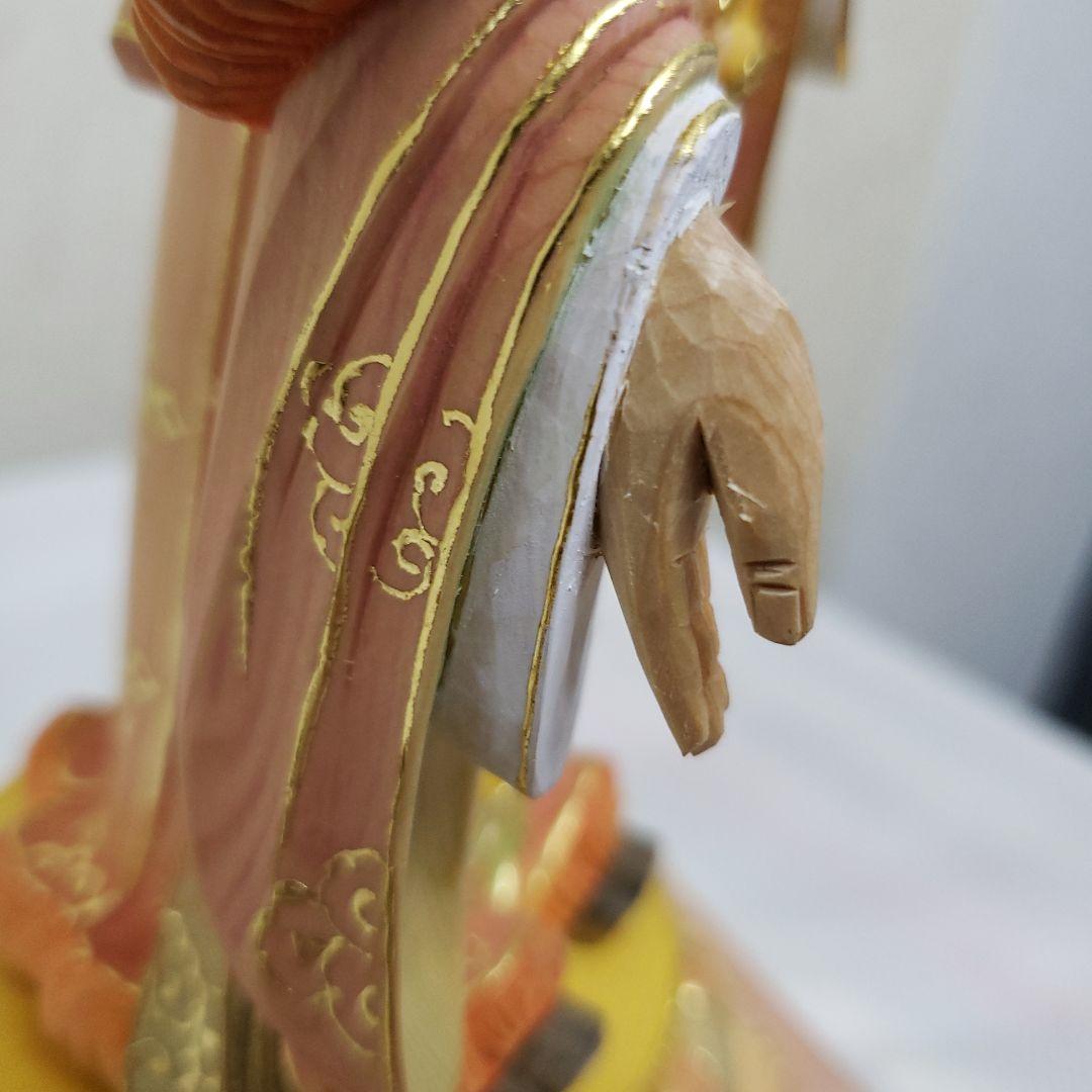 Ｂフライデー蔵出し特価　美しい仏像★ヒバ材 淡彩色錐金 吉祥天6寸★毘沙門天の妃