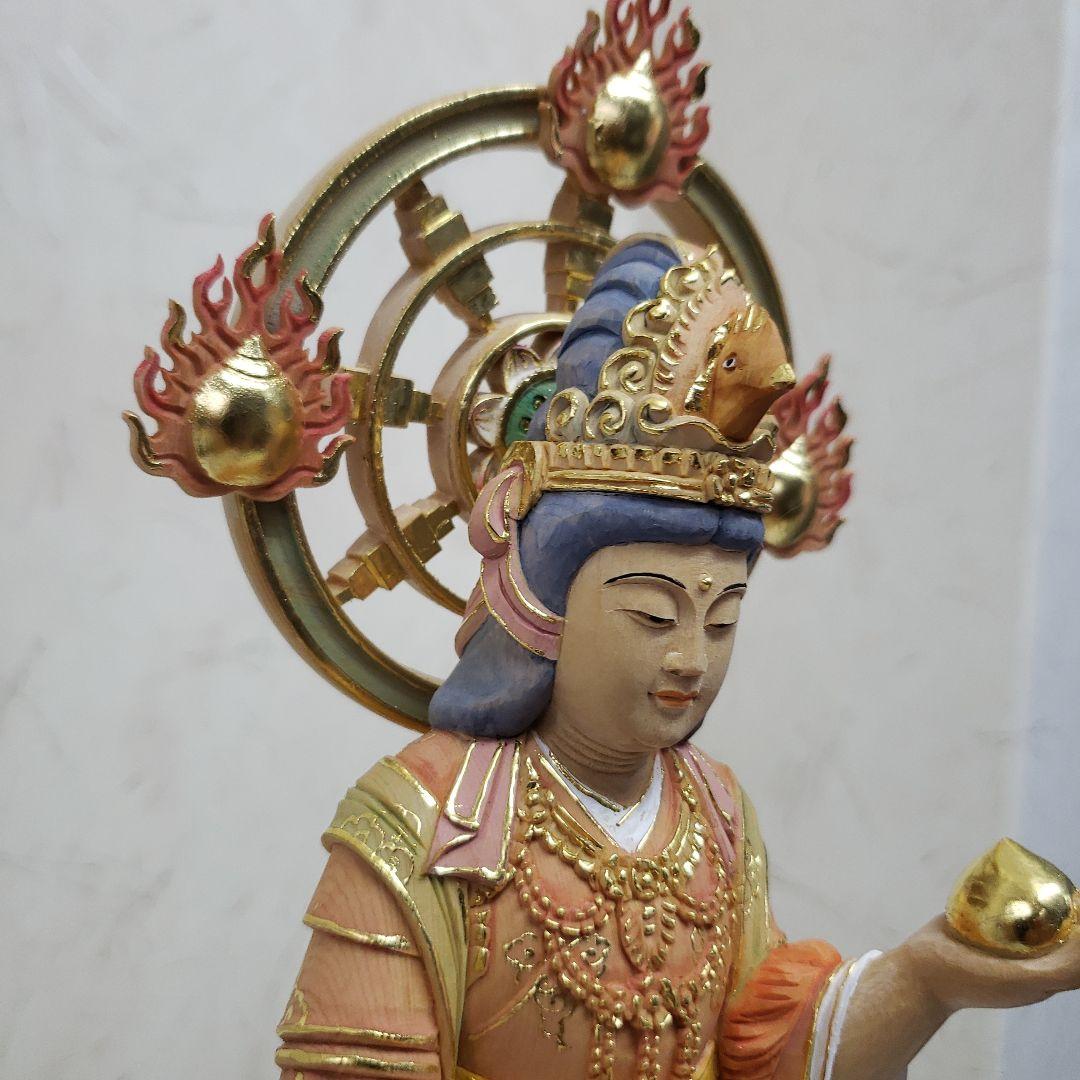 Ｂフライデー蔵出し特価　美しい仏像★ヒバ材 淡彩色錐金 吉祥天6寸★毘沙門天の妃