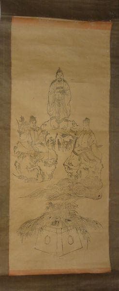 稀少 ヴィンテージ 出羽三山神社 月山大神 湯殿山大神 羽黒山大神 紙本 掛軸