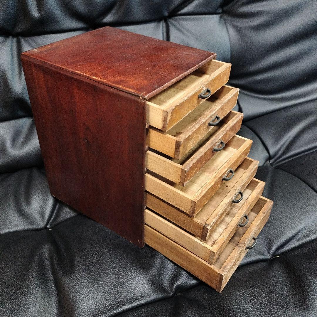 アンティーク 小物入れ 7段 木製 レトロ 棚