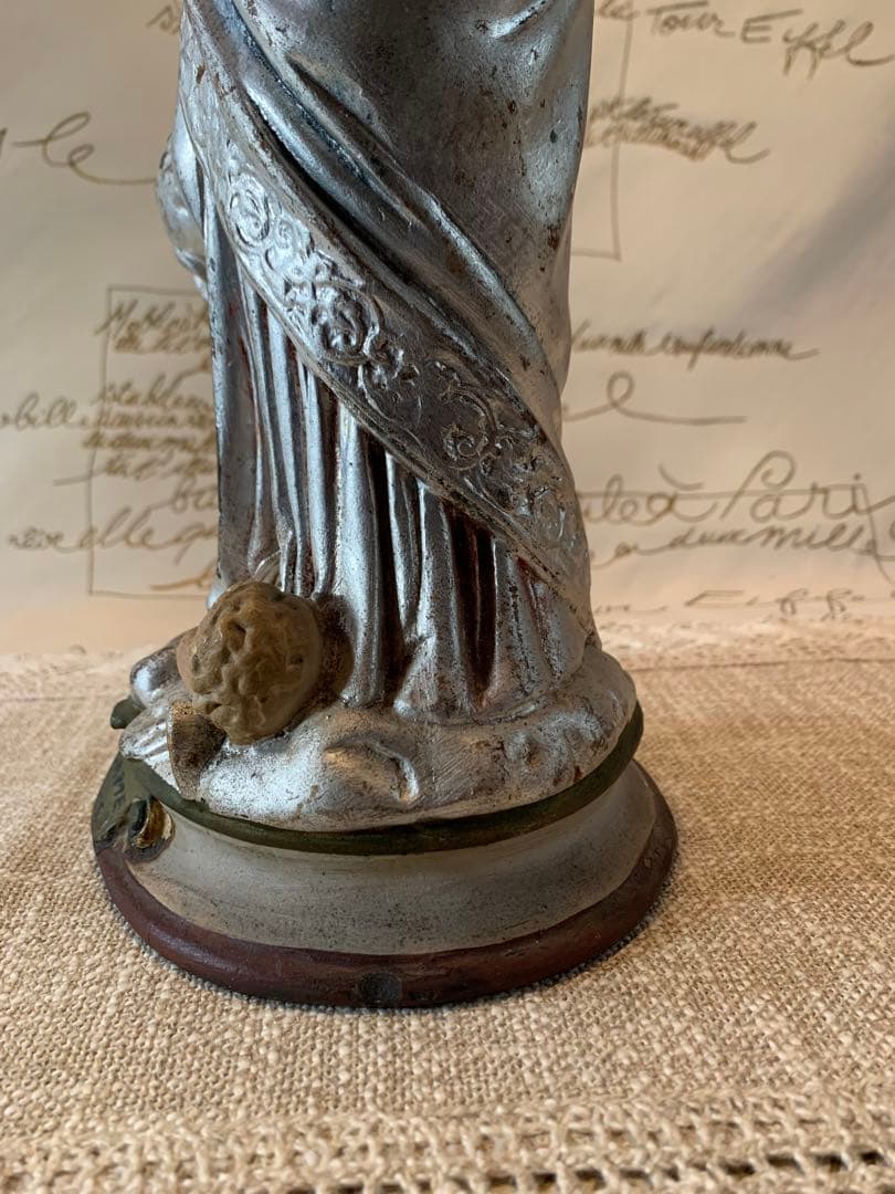 フランス製　アンティーク1920年特大43㎝ノートルダム　レアな銀色のマリア様！