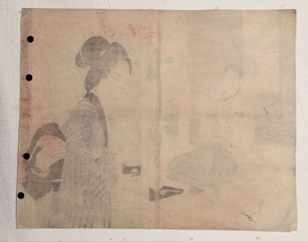 小説の口絵版画水野年方3枚、梶田半古1枚、富岡永洗1枚の5枚売り明治期閉じ穴あり