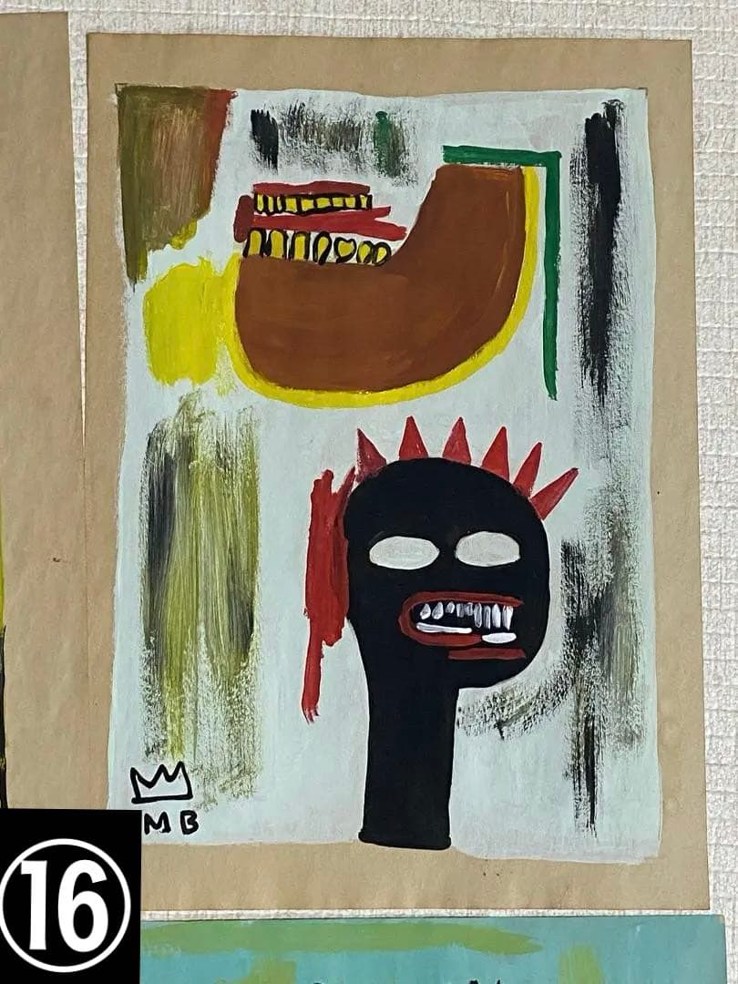 【まとめ売り8枚】模写 肉筆 サインあり ジャン・ミシェル・バスキア 油彩