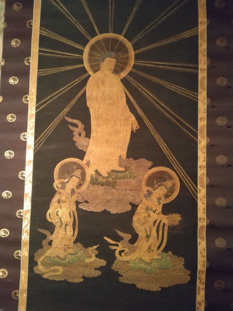 仏像 掛軸 黒金 30cm×150cm　金額設定依頼ok