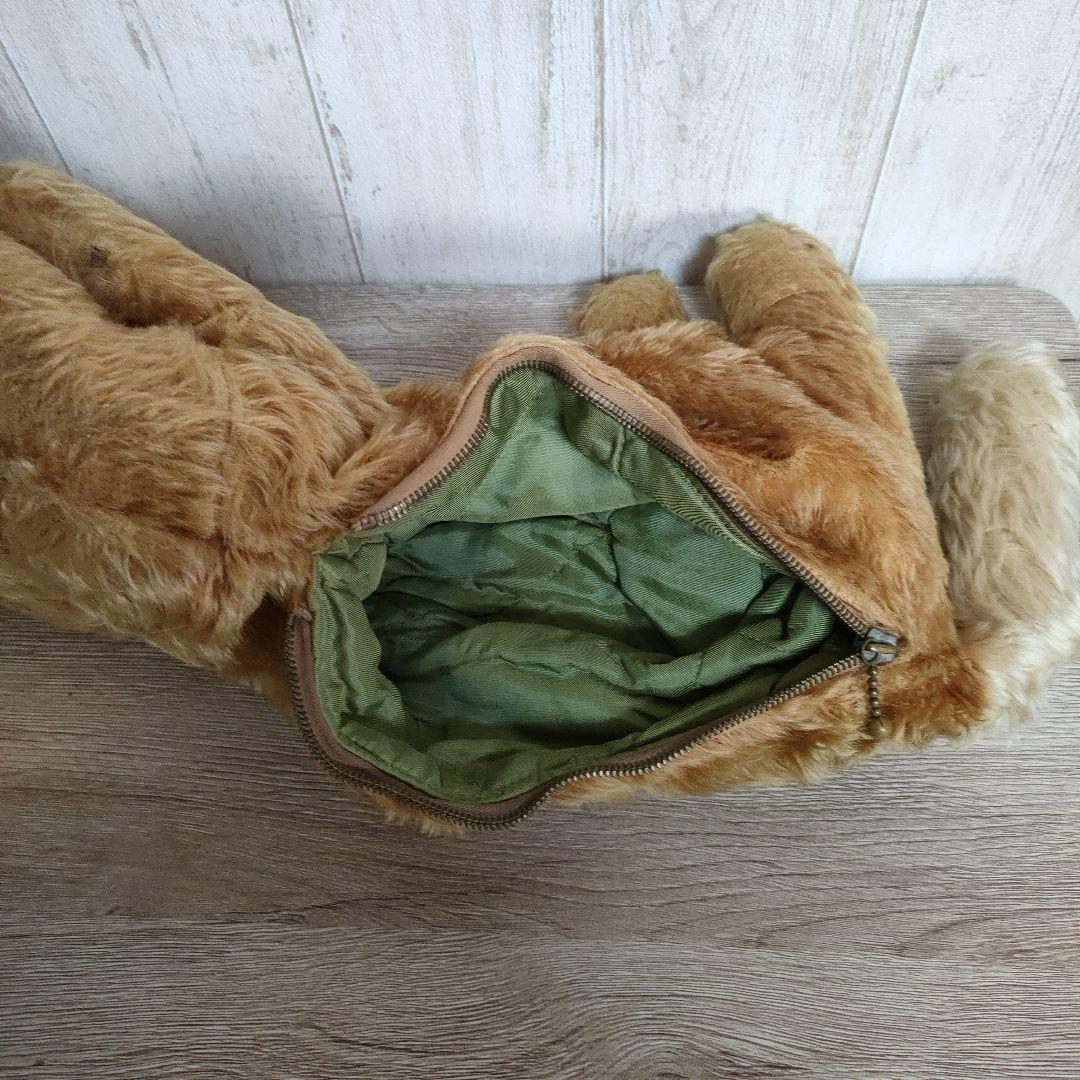 アンティークぬいぐるみ 　ビンテージぬいぐるみ　犬　ファスナー付きパジャマ入れ