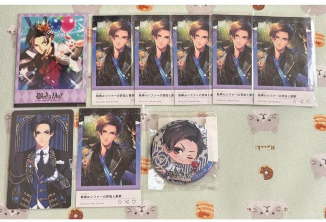 おべいみー　ルシファー　チェキ7枚　ボイスカード　ホロ缶バッジ