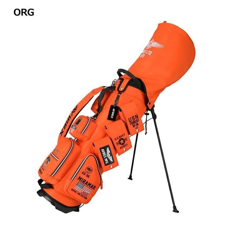 新品 AVIREX アヴィレックスゴルフ スタンド キャディバッグ オレンジ
