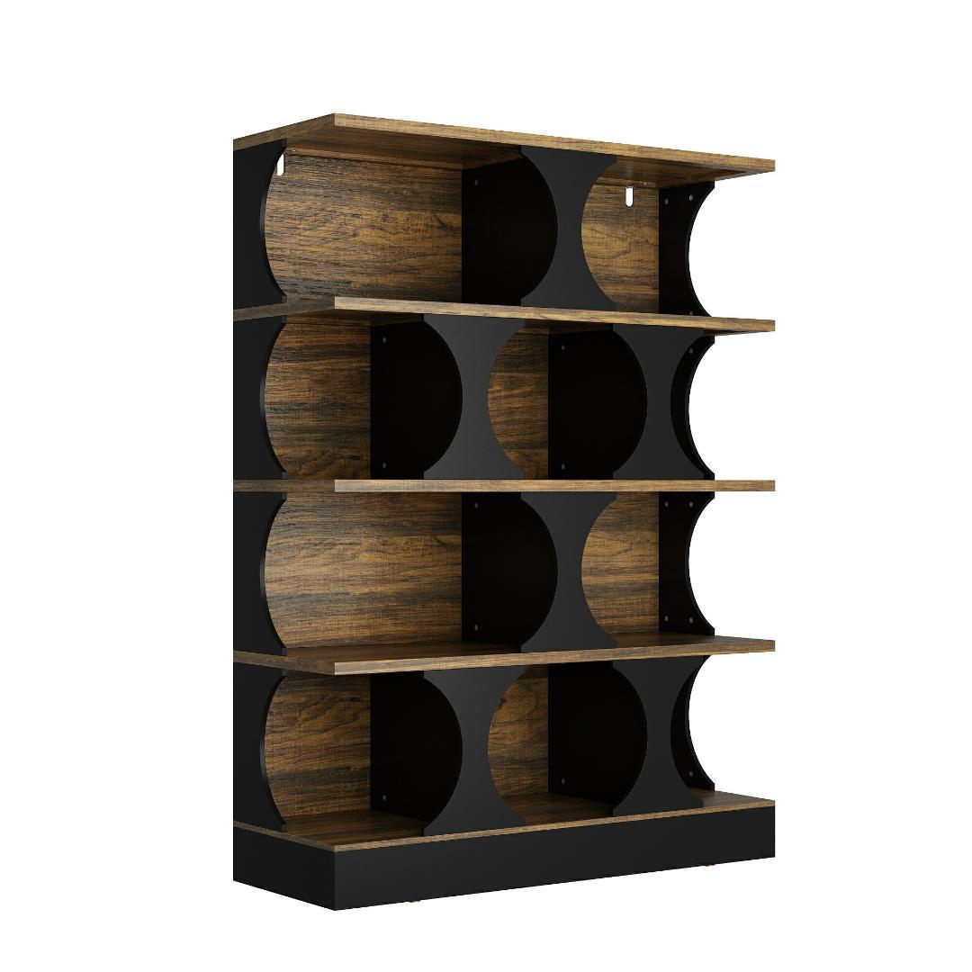 オープンラック 木製 大容量 収納棚 本棚 シェルフ ディスプレイ 4段 北欧風