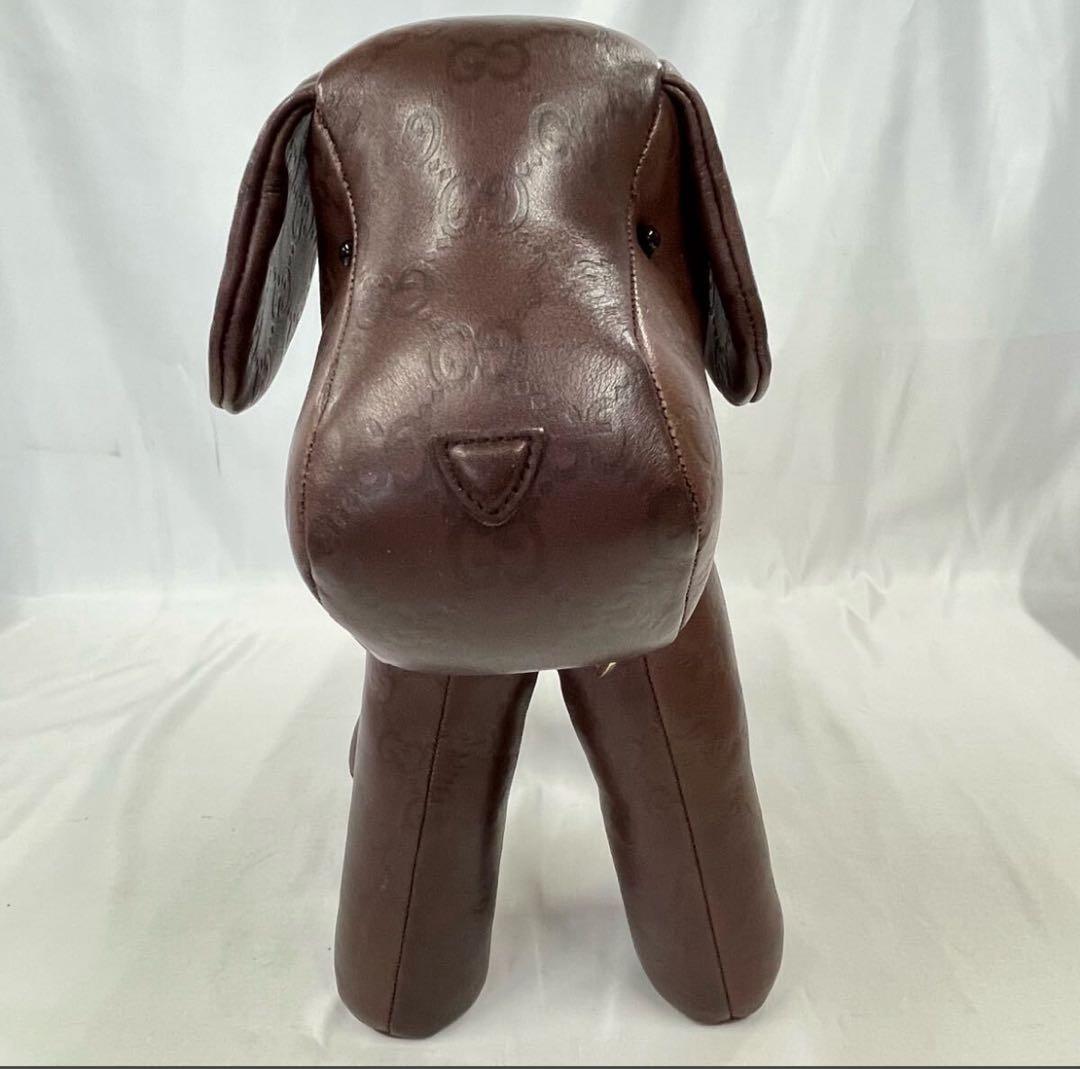 DN-A0580　GUCCI　グッチ　犬　シマ　ぬいぐるみ　ブラウン