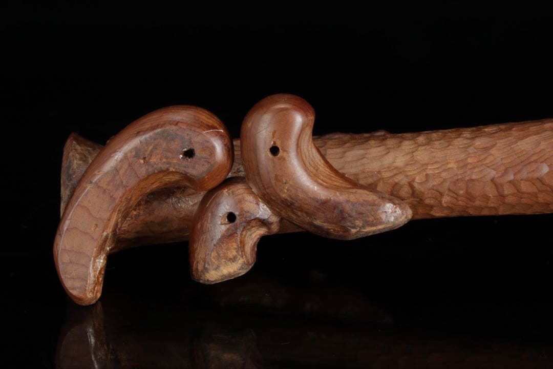 永冨一伸 在銘 木彫 開眼福子 干支 鼠 水瓶 曲玉 一刀彫 置物 共箱 縁起物