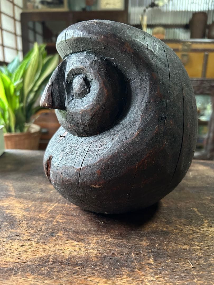 大正時代　希少な相州ダルマ木製20センチ 1920年代　張り子型 木製