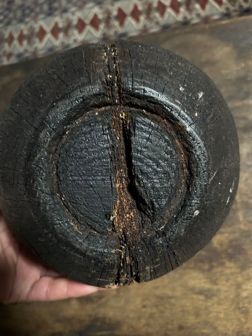 大正時代　希少な相州ダルマ木製20センチ 1920年代　張り子型 木製