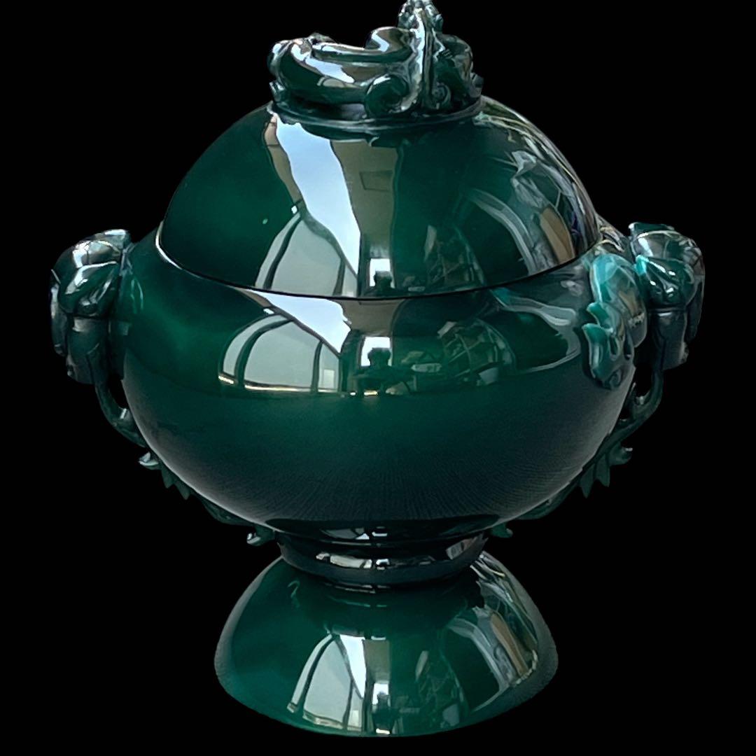 緑瑪瑙　メノウ瓶 天然瑪瑙　厄除け置物　中国伝統工芸 大型