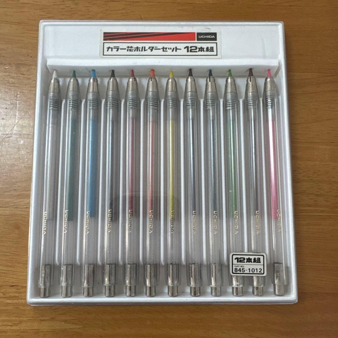 新品 廃盤 UCHIDA ウチダ カラー 芯ホルダー 12本セット クリア 透明