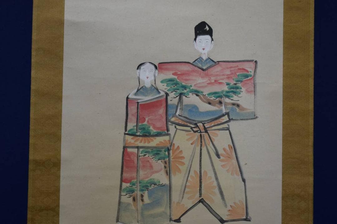 不詳/作者不詳/立雛画賛/杉題箱付/布袋屋掛軸HE-382