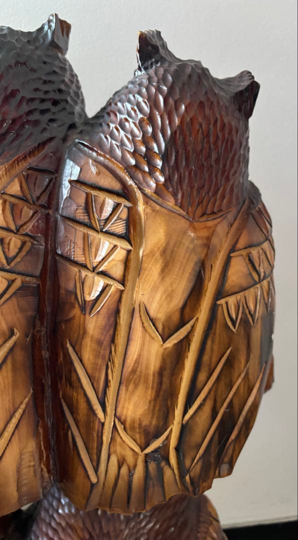 フクロウ 置物 梟 ふくろう 木彫 高さ約73cm オブジェ