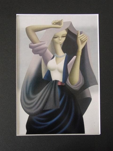 東郷青児、モロッコの女、希少な大判額装用画集より、新品高級額装付、状態良好