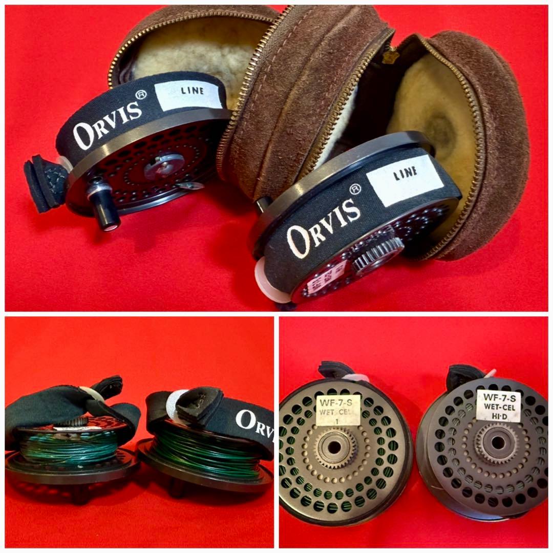 ORVIS ★☆ オービス フライリール 2個 革ケース付き 正常作動未確認