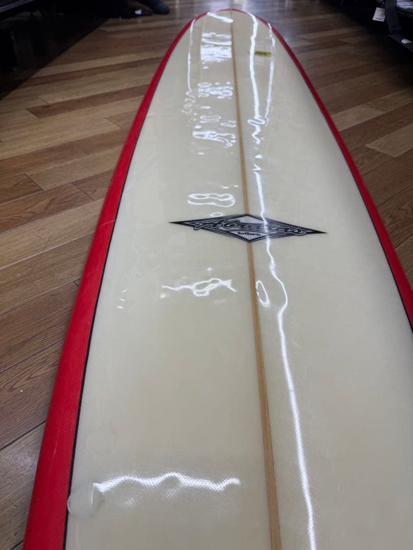 ロングボード サーフボード クリーム色 赤