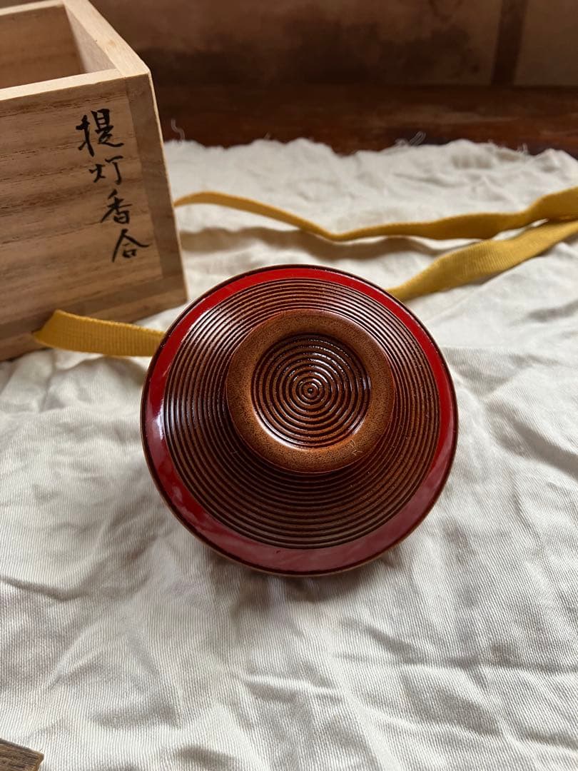 茶道具 提灯香合 塗師 中村宗哲 木製漆器 旧家蔵出し 時代物 木箱 共箱付き