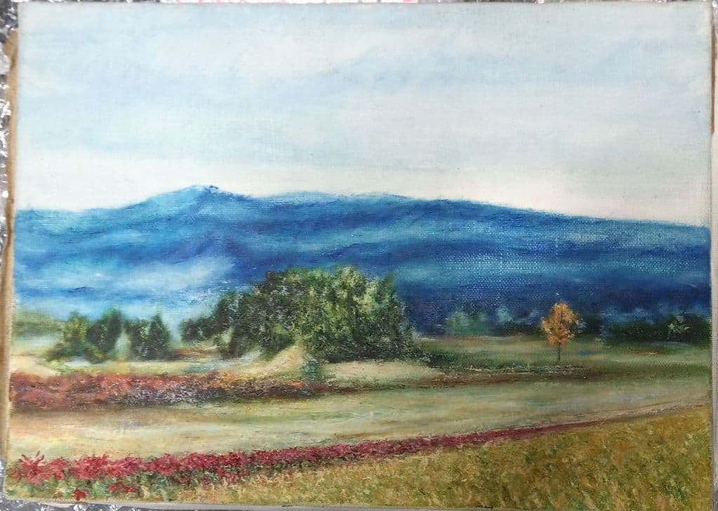 石器時代〜　弥生時代の風景画　F 4　真作　肉筆　癒やし　ほっとする一時　　　！