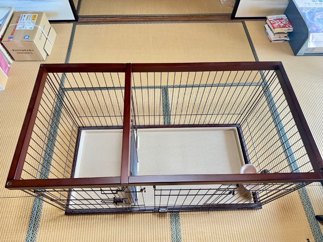 大型犬用ダークブラウンペットサークル