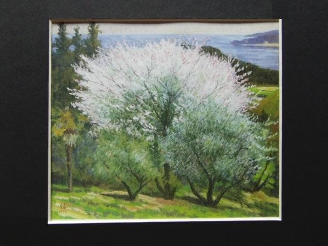 山下信夫、【牛窓の櫻】、希少な額装用画集より、美品、新品額装付