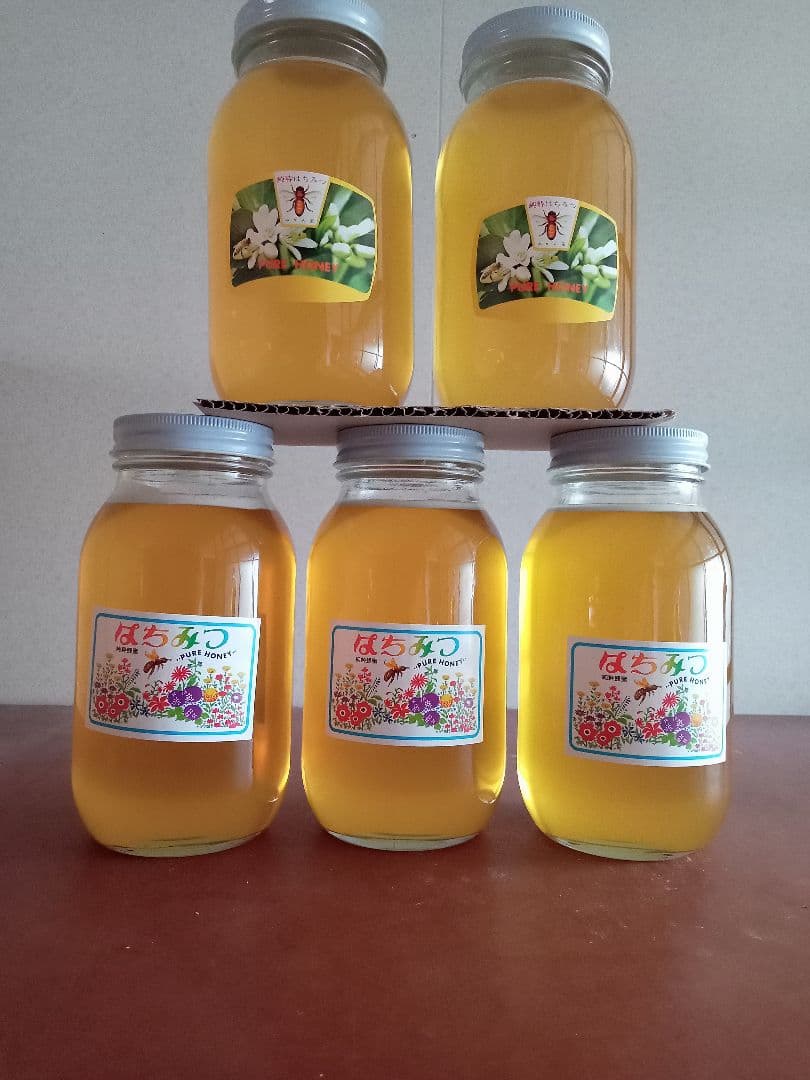 国産百花蜂蜜1200g×3とみかん蜂蜜1200g×2