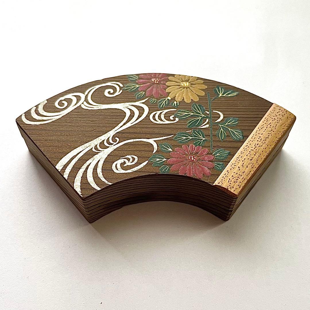 ●神代杉●扇面●香合●菊に流水●蒔絵●茶道●早見征一●秋