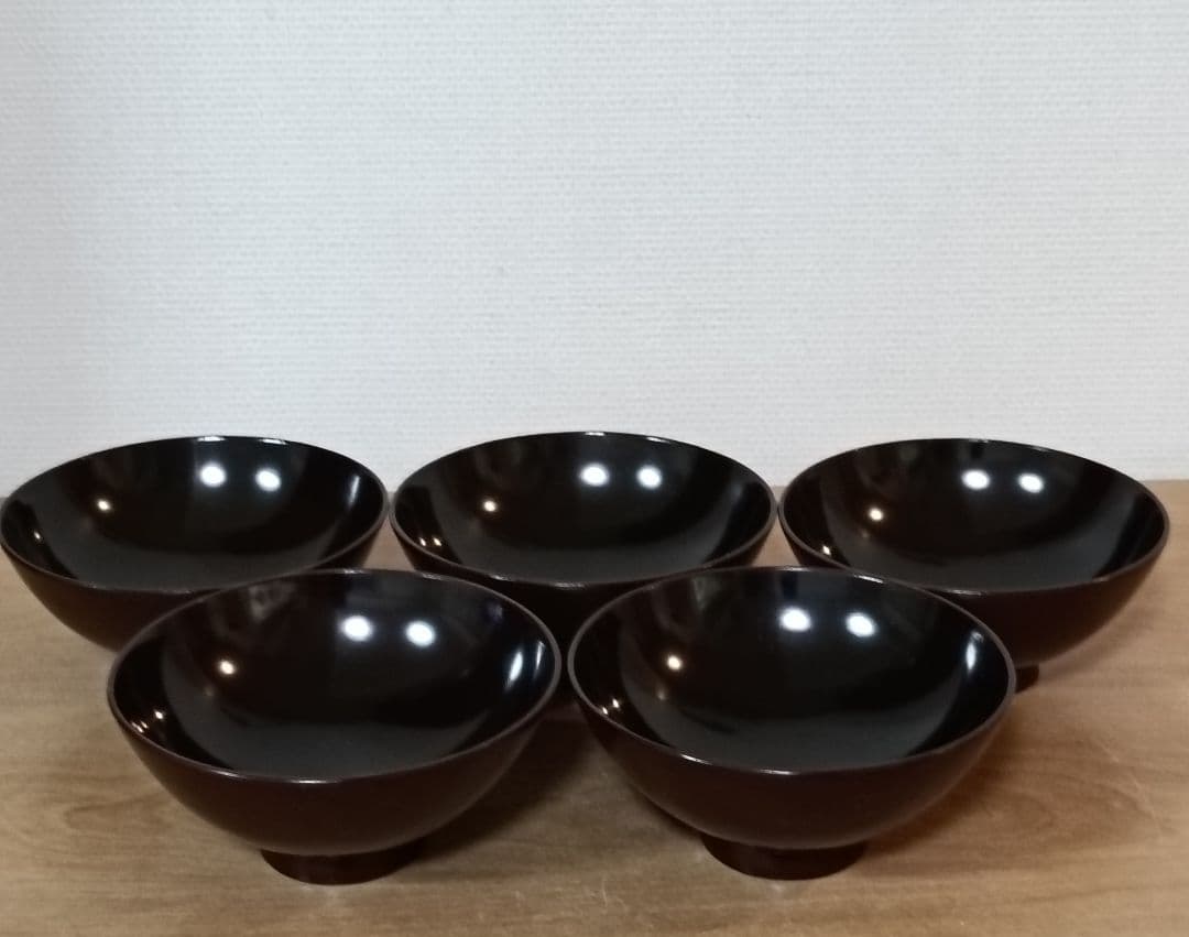 金彩銀杏に胡桃漆椀　5客揃い　汁椀