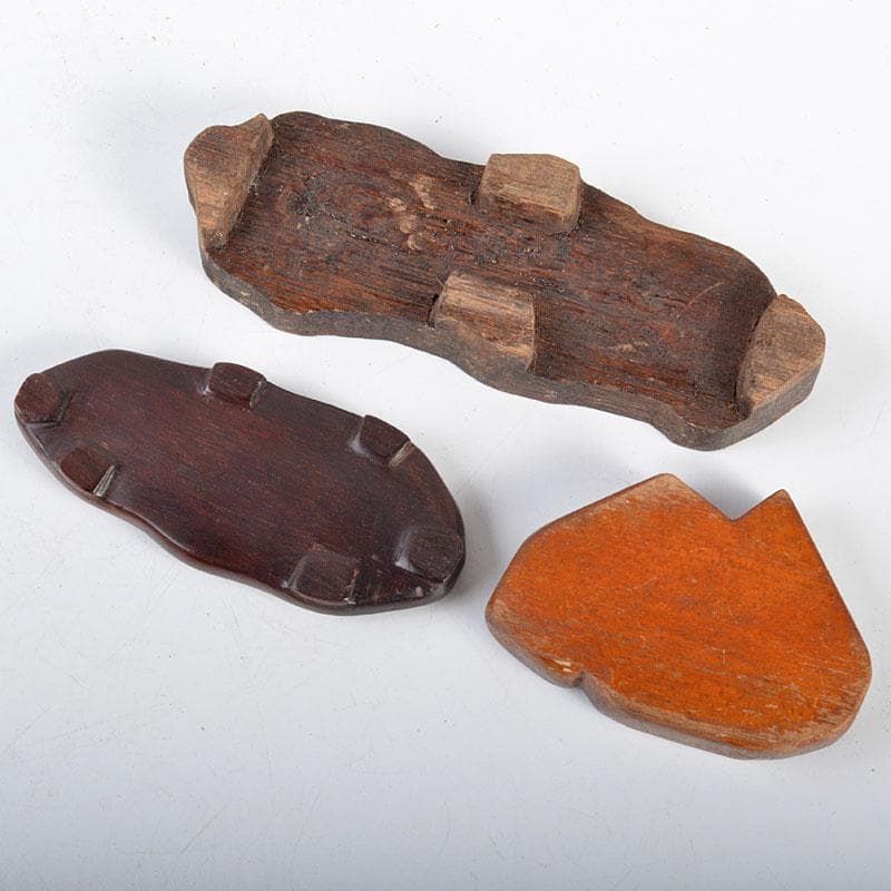 天然石　鑑賞石　太湖石　霊壁石　置物　台付　3点まとめて　V　R4367