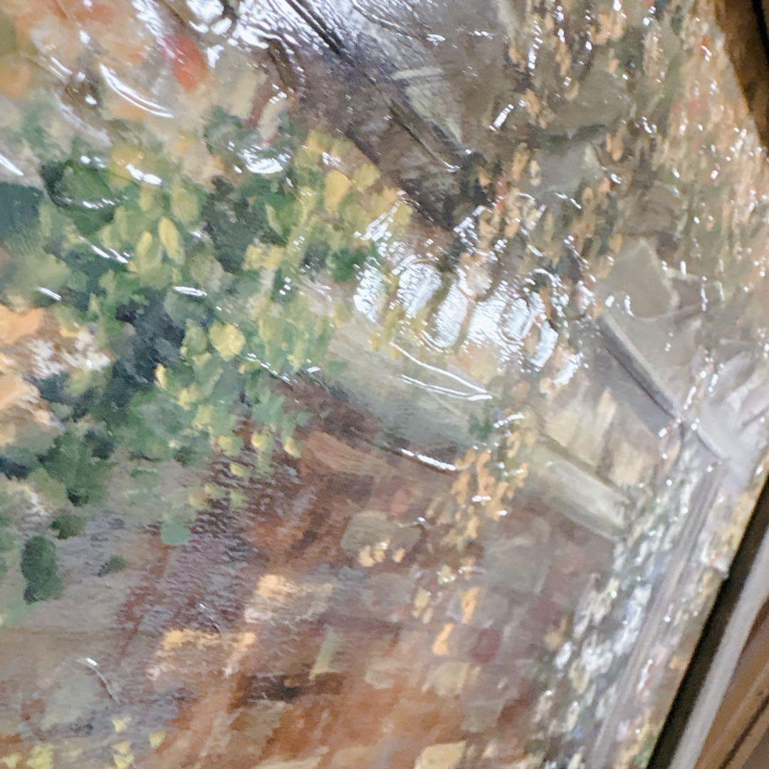 【美品】ロンゴ『パティオガーデン②』風景画 額装 大型 縦76×横91