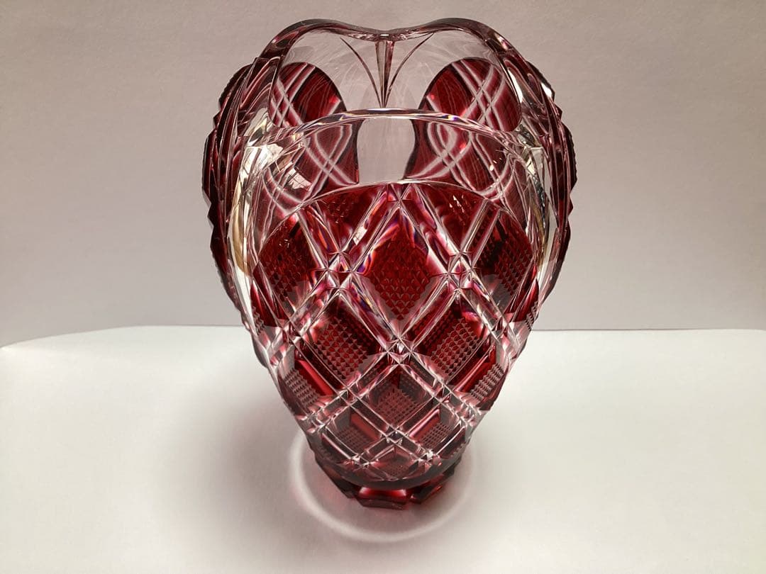 薩摩切子　花瓶　フラワーベース　薩摩ガラス工芸(刻印あり) 花器　供箱有り