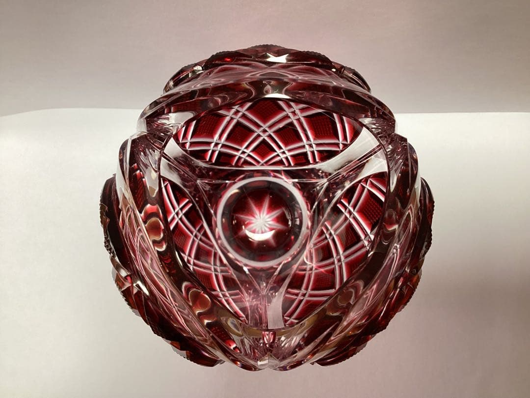 薩摩切子　花瓶　フラワーベース　薩摩ガラス工芸(刻印あり) 花器　供箱有り