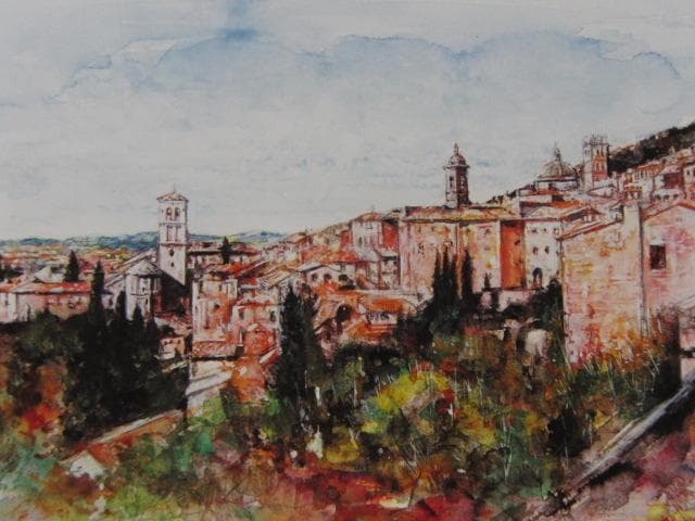 西村直之、【バラ色のアッシジ（サンタ・キアーラ教会より）】