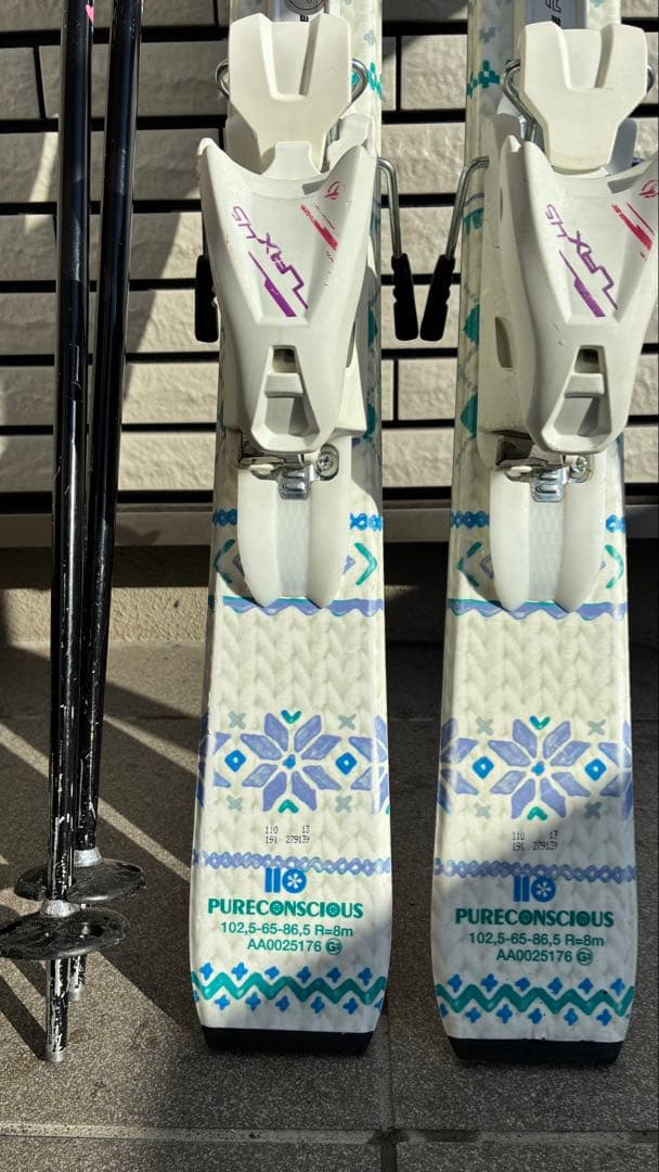 ピュアコンシャス スキー、ビンディング、ポール、ケースセット