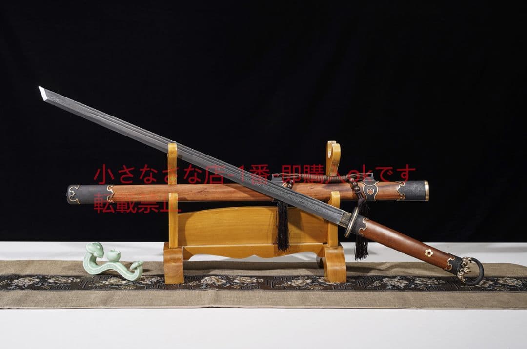 盛漢環首刀百錬文様鋼酸枝 古兵器 武具 刀装具 日本刀 模造刀 居合刀