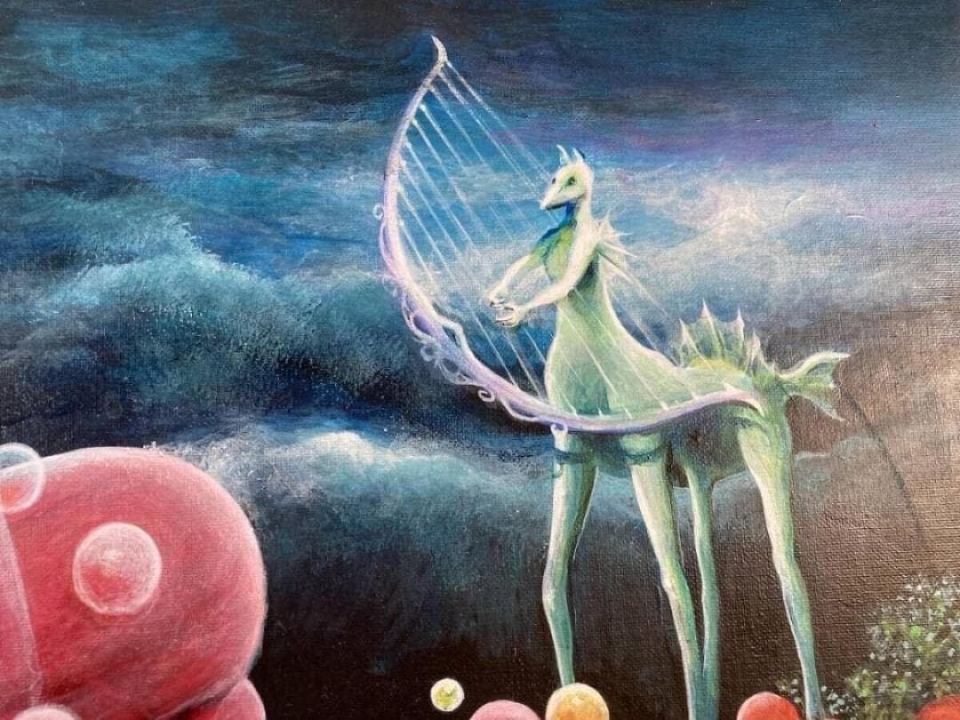 【真作保証】幻想的シュルレアリスム 油彩画「異世界の夢」F10相当 豪華一点物