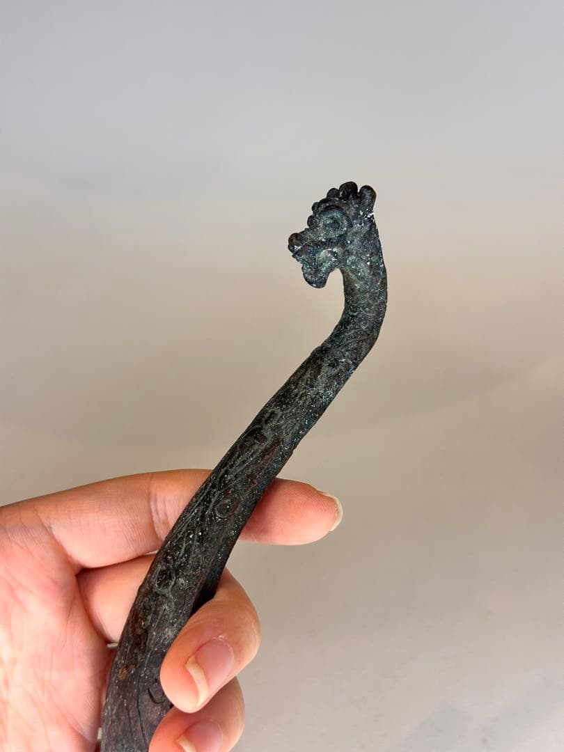 青銅製 ドラゴンデザイン 装飾品 龙头装飾 置物 古美術品