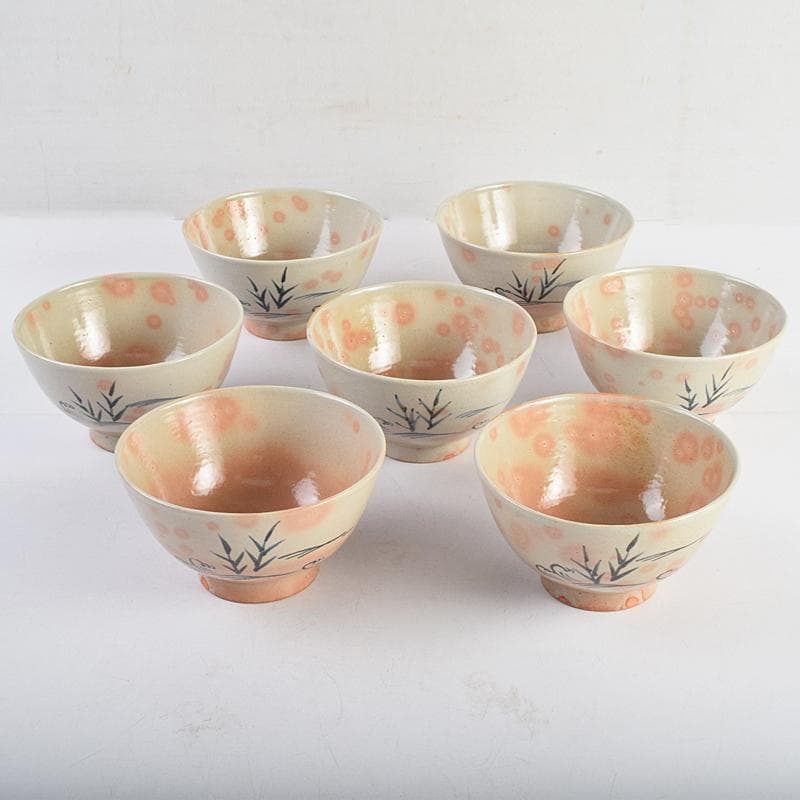 まーぶー　和食器萬古焼八幡窯　水車文数茶碗　十四客　共箱　M　R9415B