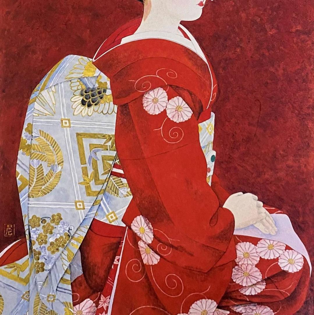 加藤晨明、【舞妓】、希少な額装用画集より、新品額装付、状態良好