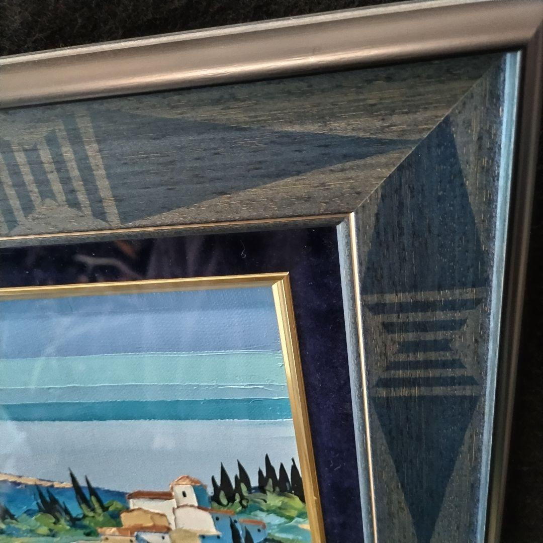 ベルナール・ケルフィリー KERFILY「丘の村」油彩 風景画 額装 フランス