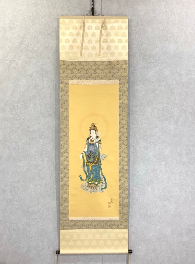 掛軸 国井道成 寿観音 共箱 仏事 仏像 3-34