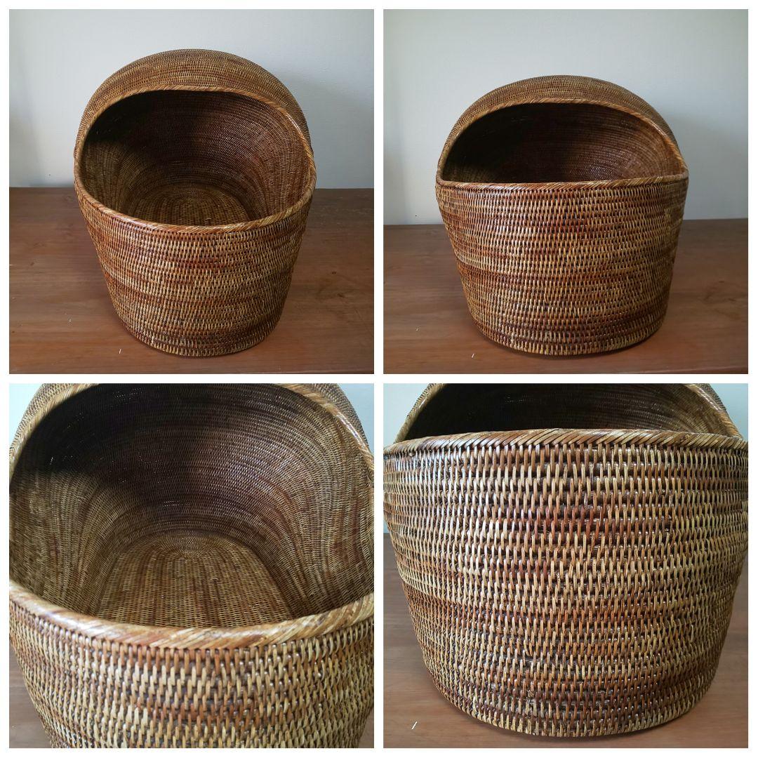 丸みを帯びたラタン製 ベビーベット アンティーク