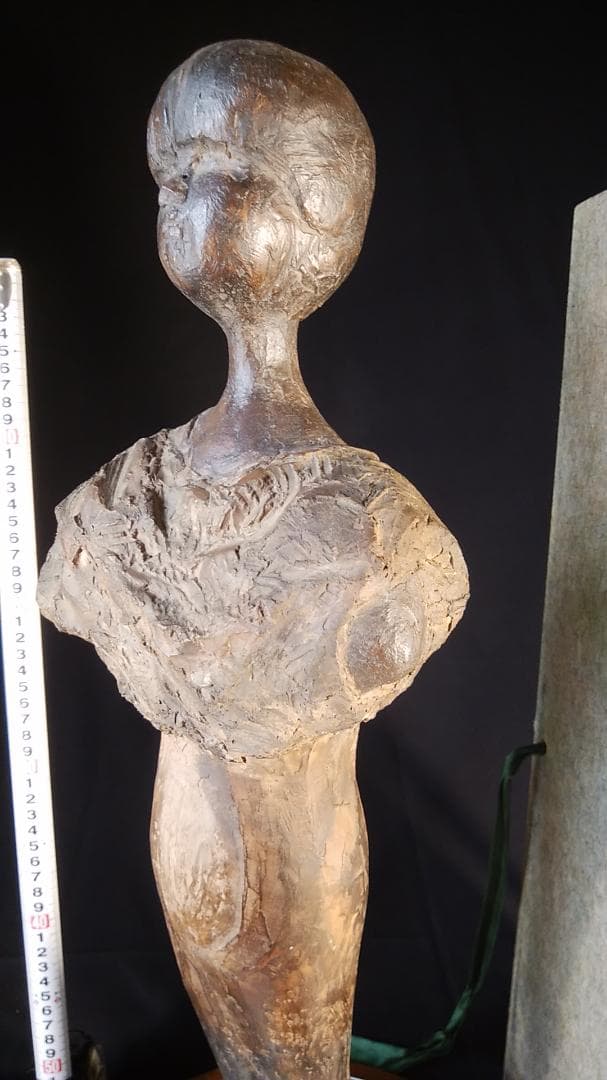 松本作【乾漆少女像】高５９cm◆木箱付き◆古代銅像様ブロンズ彫刻風裸婦ドール人形