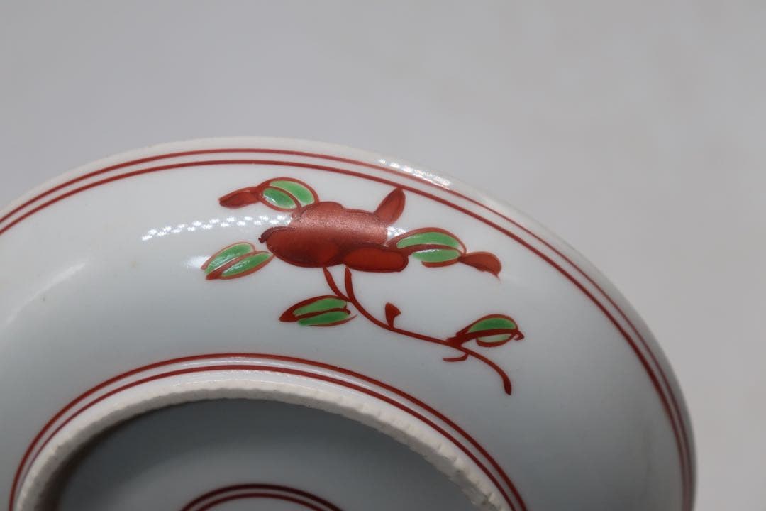 中国　紅緑彩　花鳥紋小皿2点　正徳年製銘　送料込み1023