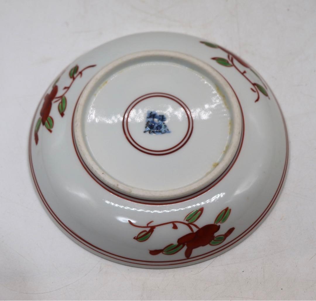 中国　紅緑彩　花鳥紋小皿2点　正徳年製銘　送料込み1023