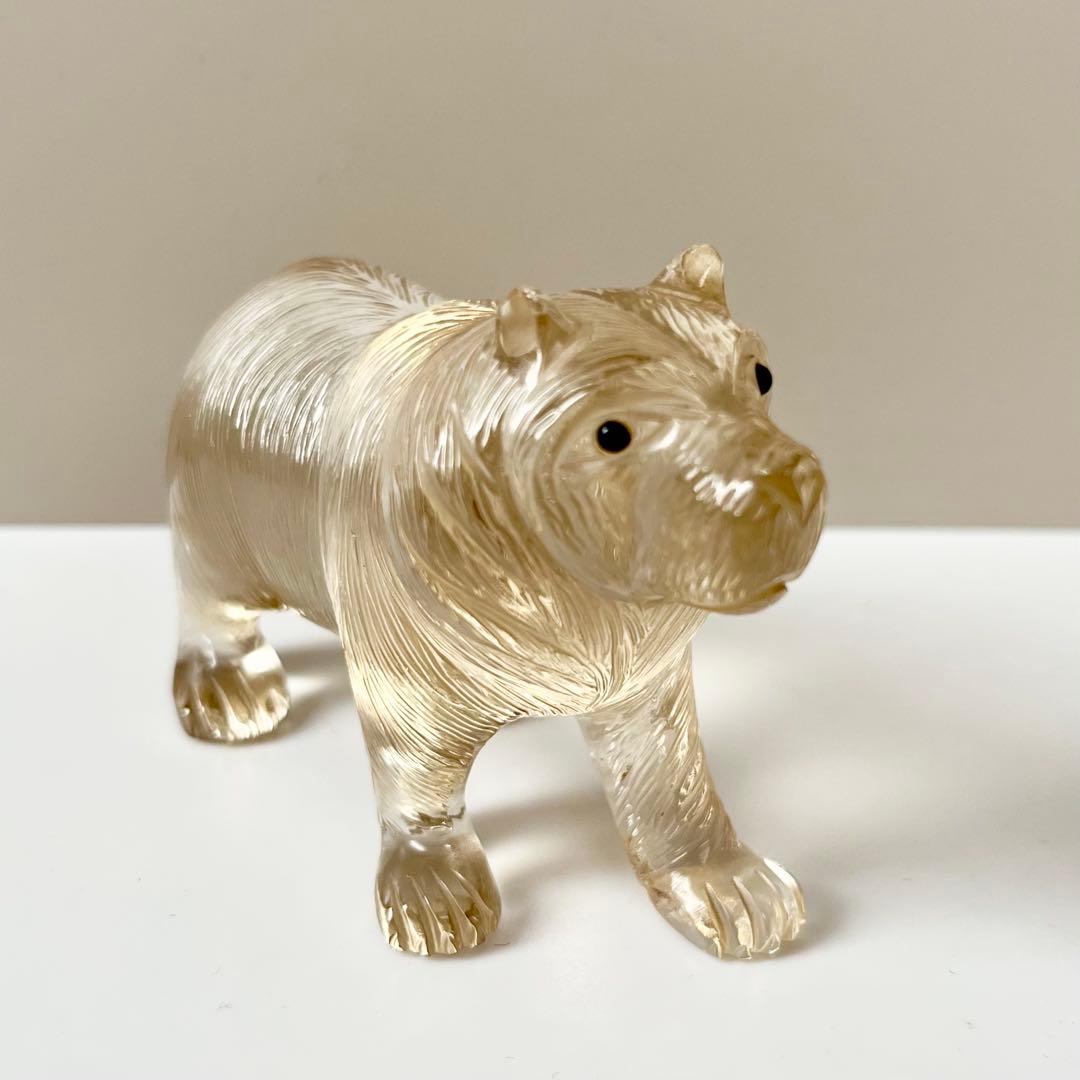 本水晶　熊　石　石製　石彫　石彫り　置物