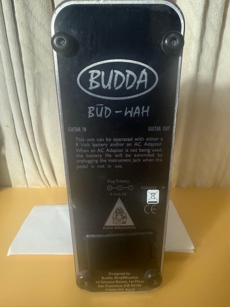 【動作品】BUDDA BUD-WAH 赤ラベル　ワウペダル ACアダプター付き