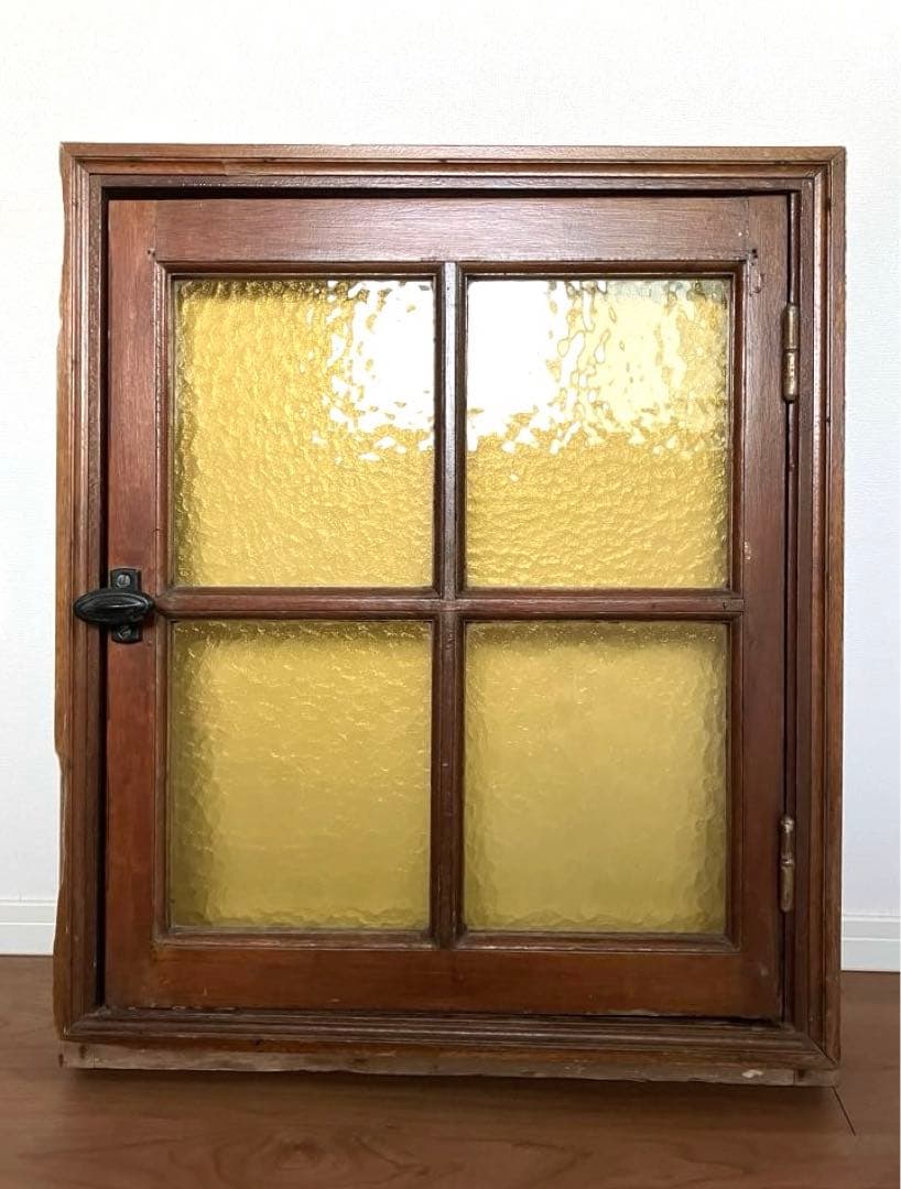 【antique】フランス ガラス窓 マスタードイエロー